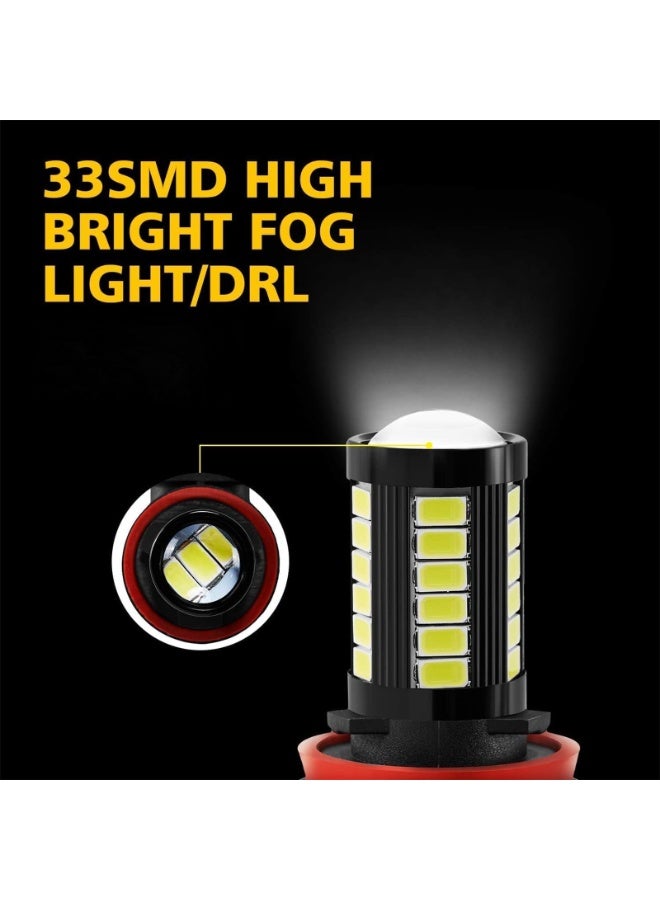 2PCS LED Fog Light Bulbs White, Super Bright 2800 Lumens 33-SMD LED Daytime Running Lights Bulbs Replacement for Cars, Trucks (Size : H11) - Image 2