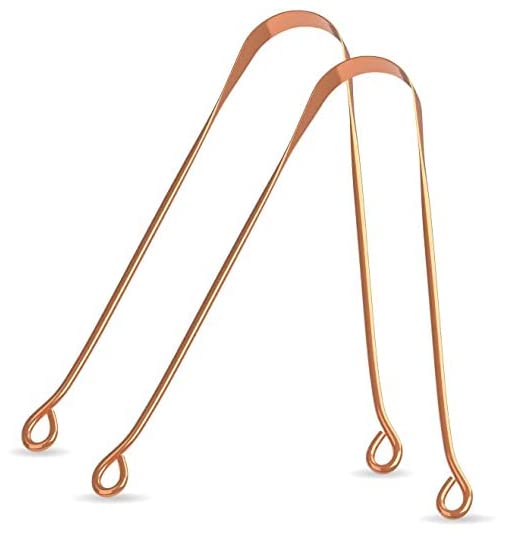Calitate24 100% Natural Copper Tongue Cleaner 2 Pieces Ayurvedic Tongue Scraper For Adults & Kids Easy To Use Metal Tongue Cleaning Tools Reduce Bad Breath Oral Care - Image 1