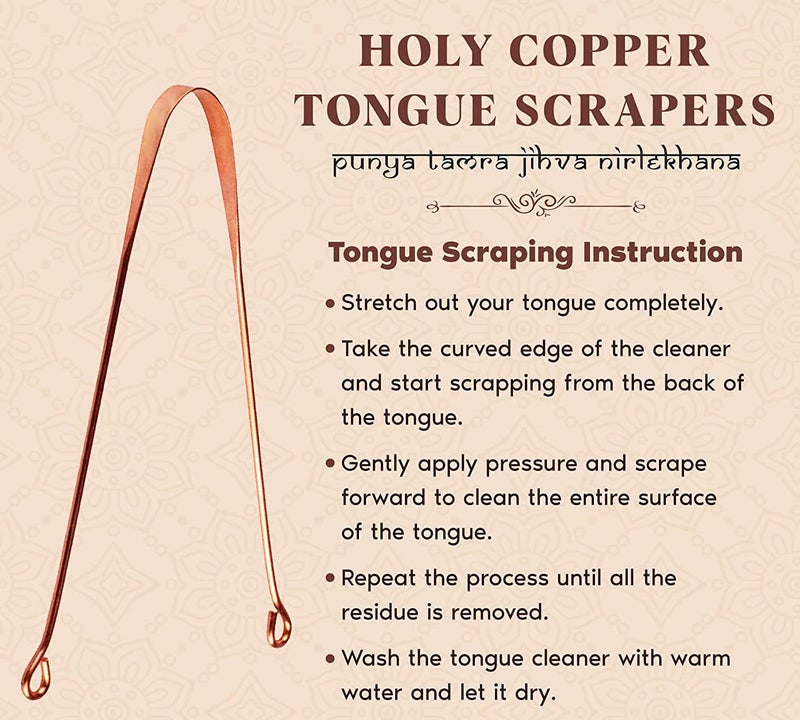 Calitate24 100% Natural Copper Tongue Cleaner 2 Pieces Ayurvedic Tongue Scraper For Adults & Kids Easy To Use Metal Tongue Cleaning Tools Reduce Bad Breath Oral Care - Image 3