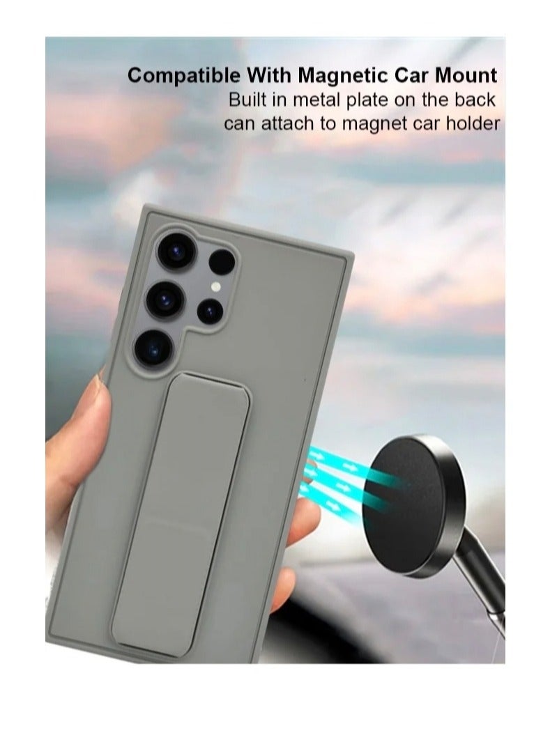 Case Cover For Samsung Galaxy S24 Ultra With Magnetic Hand Grip 3 in 1 Grey  - Image 3