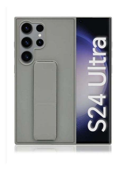 Case Cover For Samsung Galaxy S24 Ultra With Magnetic Hand Grip 3 in 1 Grey