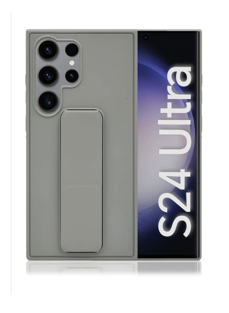 Case Cover For Samsung Galaxy S24 Ultra With Magnetic Hand Grip 3 in 1 Grey  - Image 1
