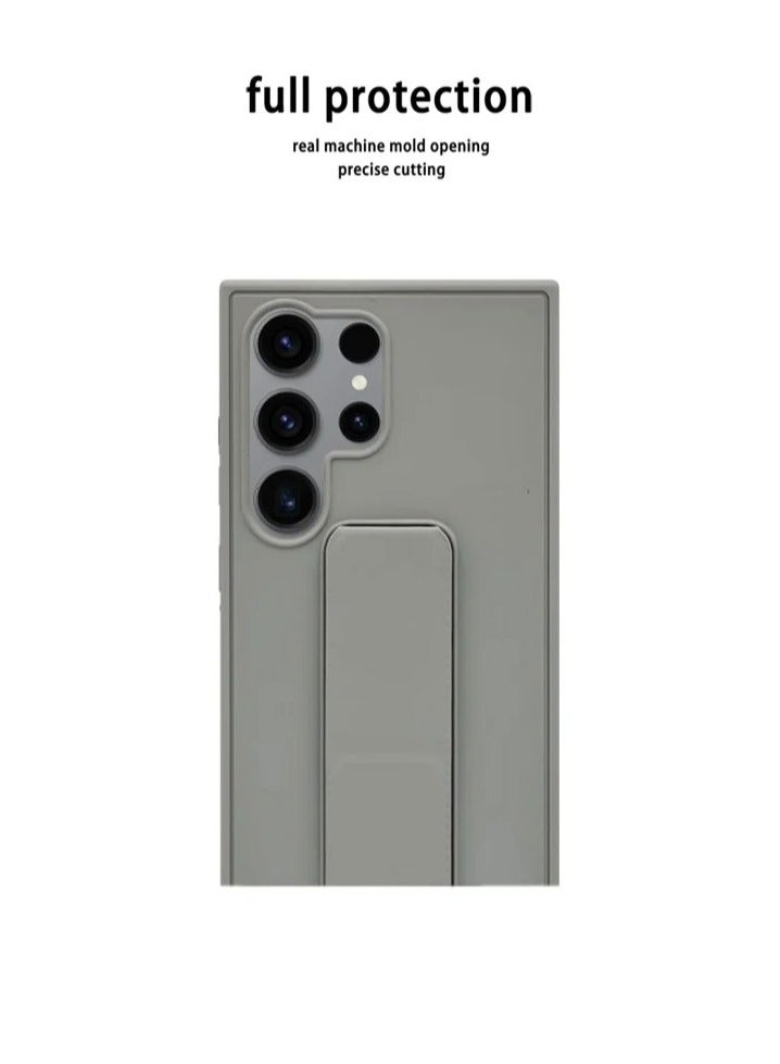 Case Cover For Samsung Galaxy S24 Ultra With Magnetic Hand Grip 3 in 1 Grey  - Image 2