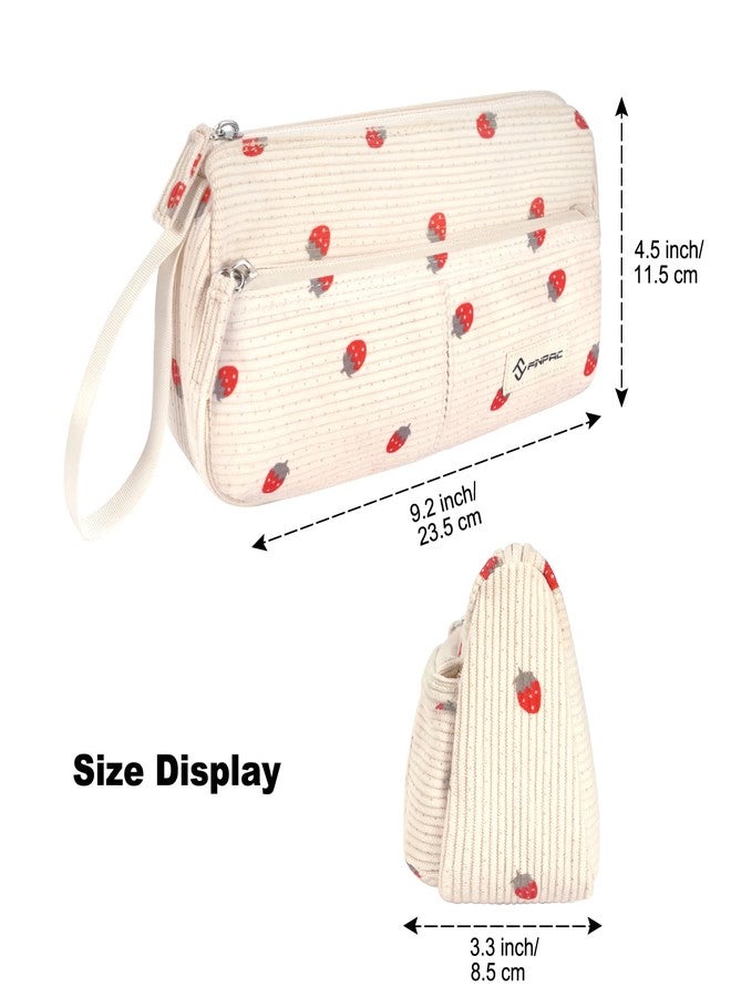 FINPAC Pencil Case, Corduroy Triangle Makeup Bag, Kawaii Pen Bag Pouch Holder Box Organize for Study, Office, or Travel, Strawberry - Image 5