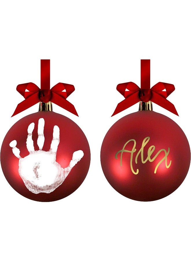 pearhead Pearhead Red Ball Baby Handprint Christmas Ornament, Baby's First Christmas, Baby's Print Bauble Ornament, Gender-Neutral Baby Gift  - Image 3
