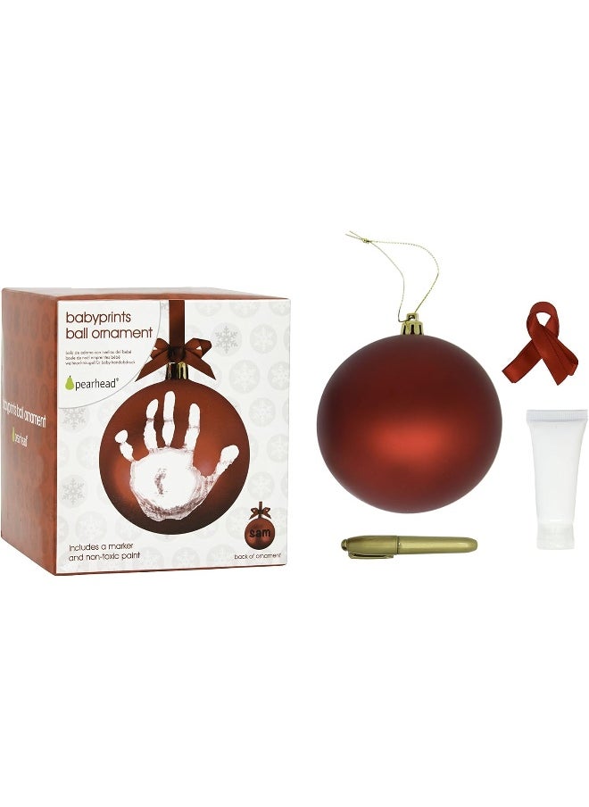 pearhead Pearhead Red Ball Baby Handprint Christmas Ornament, Baby's First Christmas, Baby's Print Bauble Ornament, Gender-Neutral Baby Gift  - Image 2