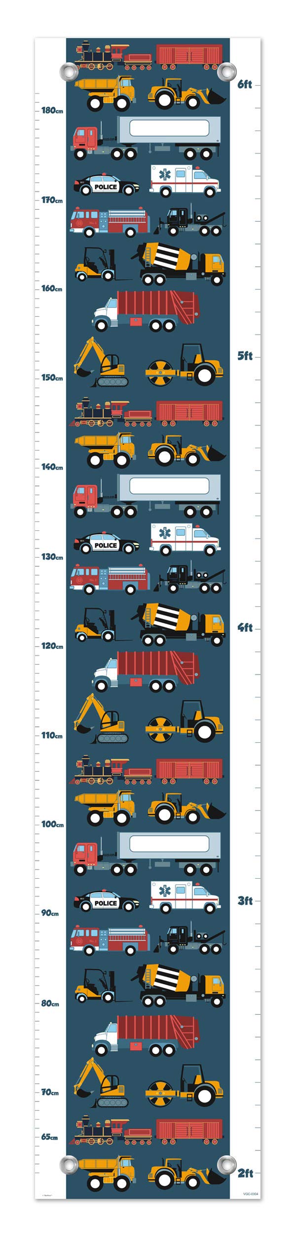 ThisWear Kid Room Decor Firetruck Police Car Truck and Train Growth Chart for Kids Measurement Growth Chart