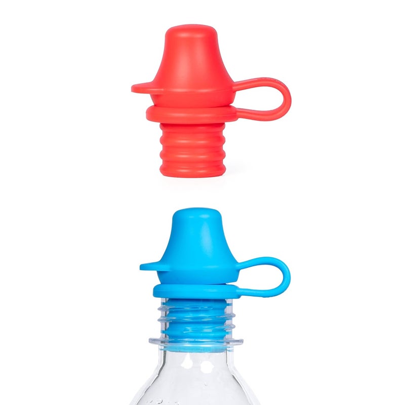 KIDDIKAP Original Water Bottle Topper for Toddlers – 100% Silicone Sippy Top Spout with Protective Cap makes the Bottle Top a Spill Proof Lid for Kids and Adults - 2 Pack - Original - Image 1
