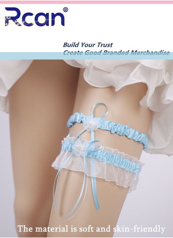 Rcan - 2 Pack Lace Garter Bows Wedding Bridal Garter Fashion Leg Accessories Leg Rings for Girls and Women - Image 1