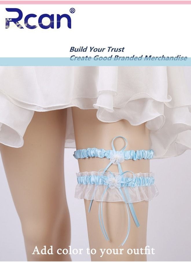 Rcan - 2 Pack Lace Garter Bows Wedding Bridal Garter Fashion Leg Accessories Leg Rings for Girls and Women - Image 1