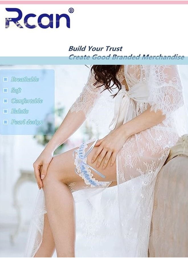 Rcan - 2 Pack Lace Garter Bows Wedding Bridal Garter Fashion Leg Accessories Leg Rings for Girls and Women - Image 1