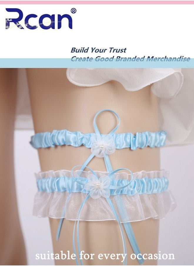 Rcan - 2 Pack Lace Garter Bows Wedding Bridal Garter Fashion Leg Accessories Leg Rings for Girls and Women - Image 1