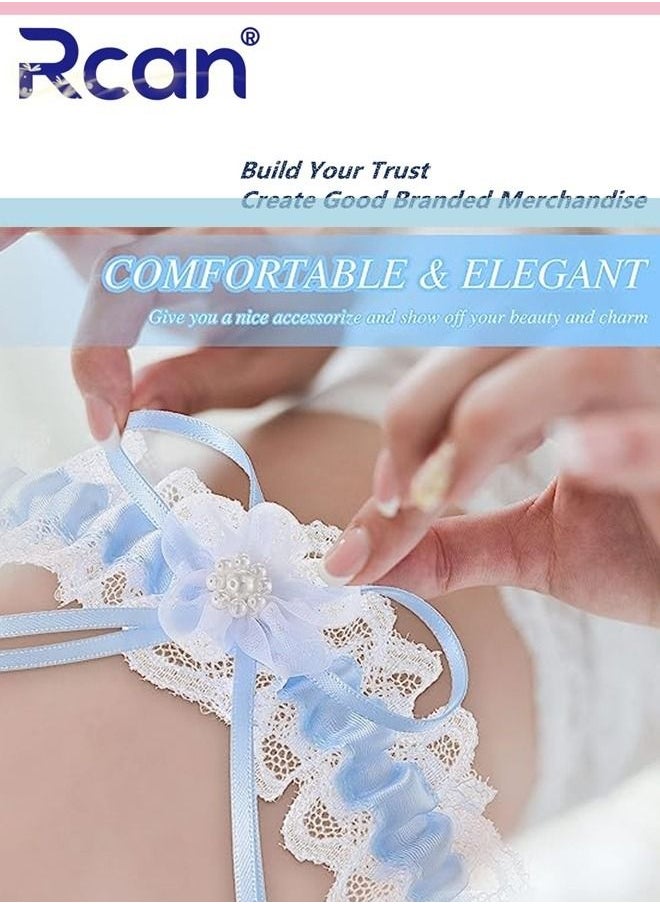 Rcan - 2 Pack Lace Garter Bows Wedding Bridal Garter Fashion Leg Accessories Leg Rings for Girls and Women - Image 1