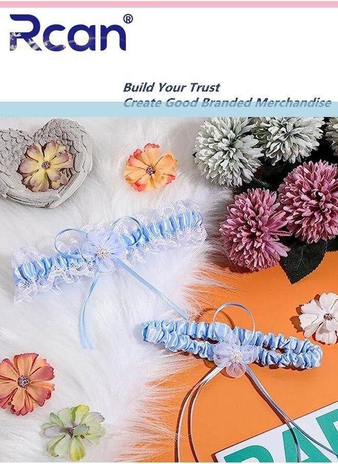 Rcan - 2 Pack Lace Garter Bows Wedding Bridal Garter Fashion Leg Accessories Leg Rings for Girls and Women - Image 1