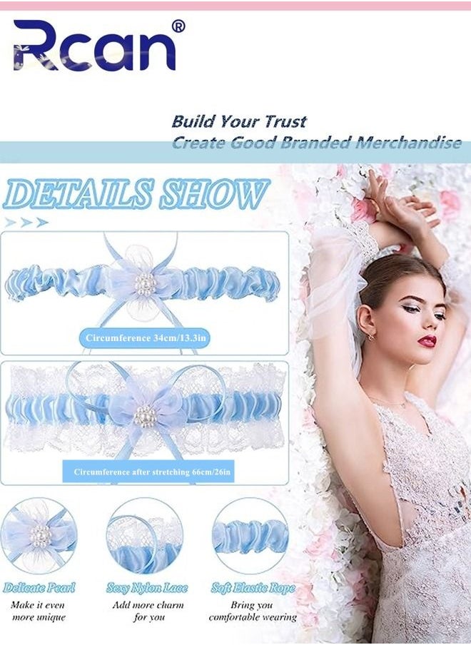 Rcan - 2 Pack Lace Garter Bows Wedding Bridal Garter Fashion Leg Accessories Leg Rings for Girls and Women - Image 1