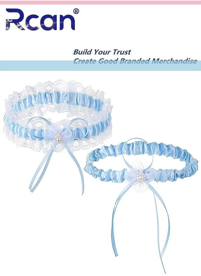 Rcan - 2 Pack Lace Garter Bows Wedding Bridal Garter Fashion Leg Accessories Leg Rings for Girls and Women - Image 1