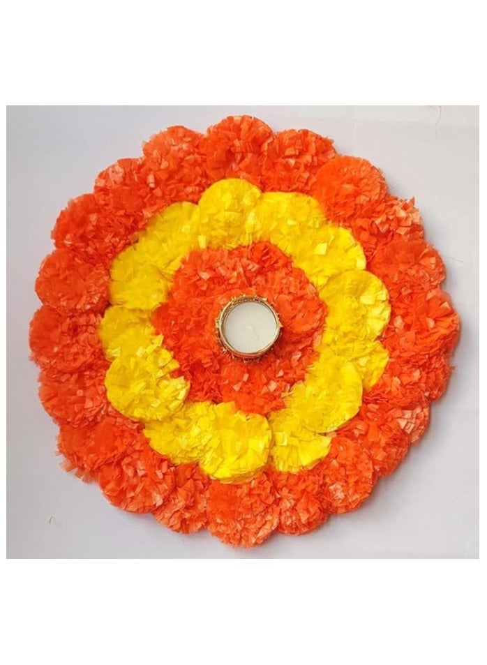 Rangoli mat made from Artificial marigold flower size 28 cm