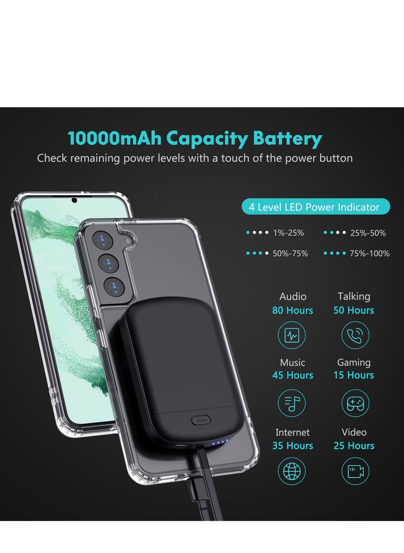 GULFLINK 10000mah Wireless Magnetic Power Bank with Protection Case Cover for Samsung S22 Black  - Image 1
