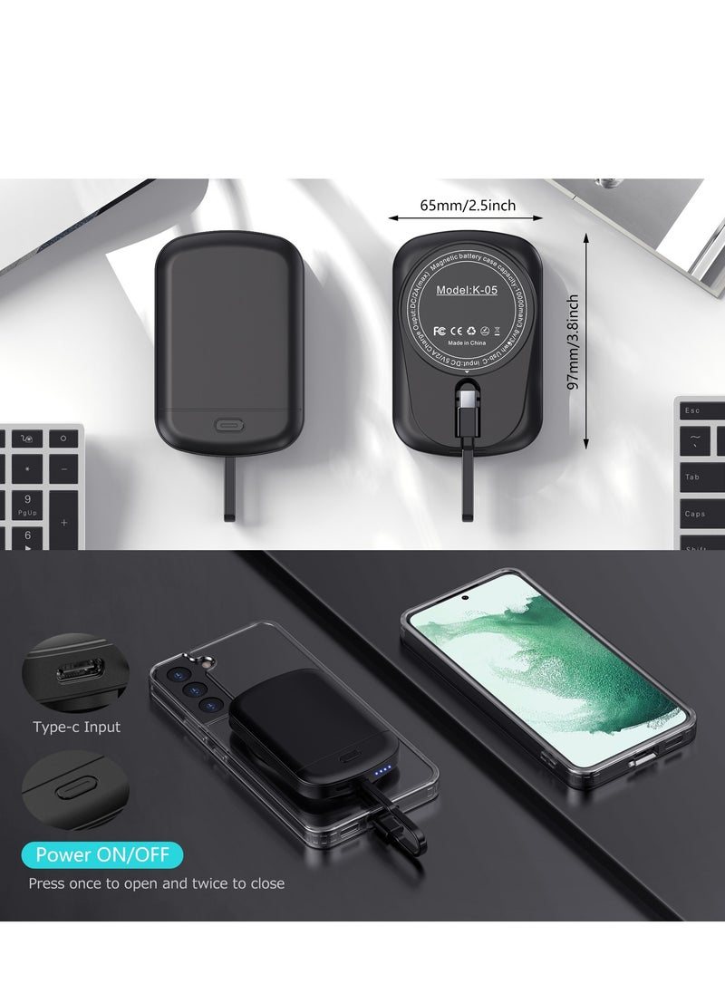 GULFLINK 10000mah Wireless Magnetic Power Bank with Protection Case Cover for Samsung S22 Black  - Image 3