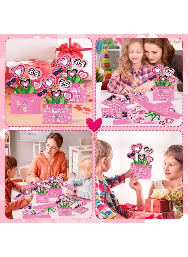 CY2SIDE 28PCS Mother’s Day Pink Flower Pot with Envelop and Stickers, DIY Mother’s Day Gifts Paper Craft for Kids, 3D Flower Pot Handmade Greeting Card Set for Kids School Home Project, Gifts for Mom - Image 4