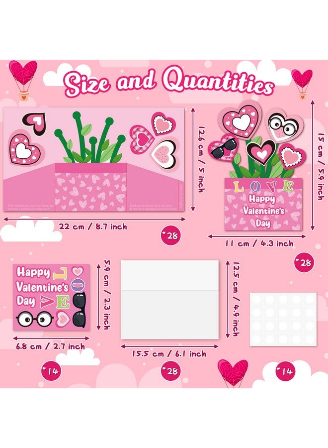 CY2SIDE 28PCS Mother’s Day Pink Flower Pot with Envelop and Stickers, DIY Mother’s Day Gifts Paper Craft for Kids, 3D Flower Pot Handmade Greeting Card Set for Kids School Home Project, Gifts for Mom - Image 2