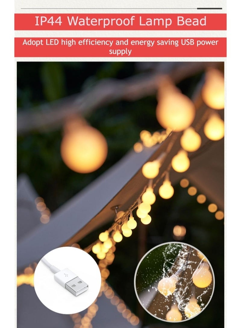Globe String Lights 10 Meters 100 LED, USB Plug Indoor String Light for Bedroom, Classroom, Outdoor, Terrace, Garden, Party, Wedding - Warm White - Image 3