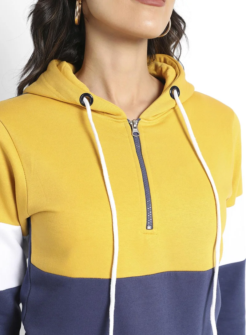 Pinacolada  Women's Multicolour Zip-Front Hoodie With Contrast Panels for Women | Best Price UAE