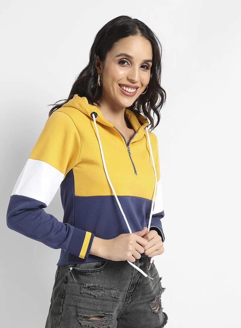 Pinacolada  Women's Multicolour Zip-Front Hoodie With Contrast Panels for Women | Best Price UAE