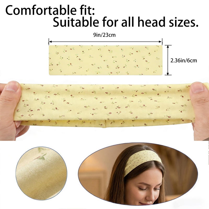 HOLAILS Floral Headbands for Women, Trendy Floral Hair Bands for Women's Hair Fashion: 8Pcs Soft Stretchy Hair Hoops, Head Wraps to Cover Hairline Hide Roots, Elastic Hair Accessories 6x23cm - Image 2