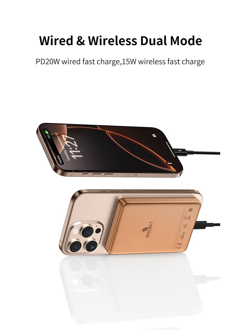 GRABIT GMAG-100G 10,000mAh Magnetic Power Bank – 20W PD & 15W Wireless Charging, Sleek Glass Design  - Image 5