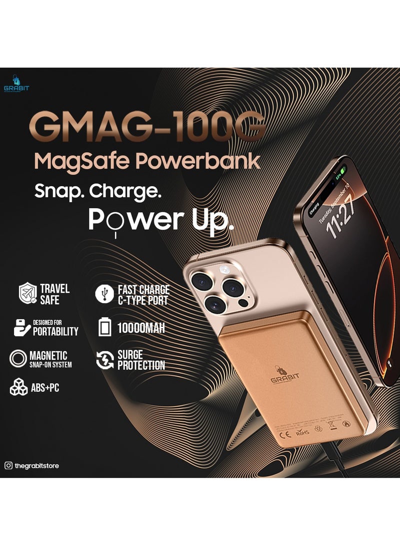 GRABIT GMAG-100G 10,000mAh Magnetic Power Bank – 20W PD & 15W Wireless Charging, Sleek Glass Design  - Image 4