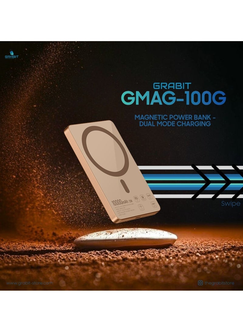 GRABIT GMAG-100G 10,000mAh Magnetic Power Bank – 20W PD & 15W Wireless Charging, Sleek Glass Design  - Image 1