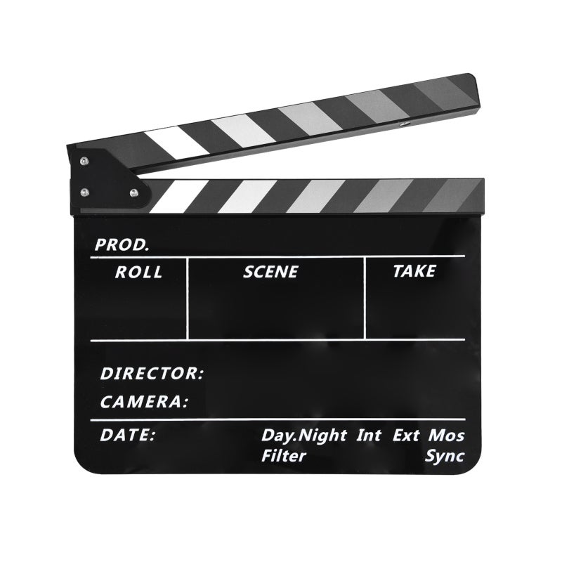 Acrylic Movie Clapperboard: Black Type 1 Durable Material - Clear Visible Surface Professional Design for Film Video Production Beginners and Professionals - Image 1
