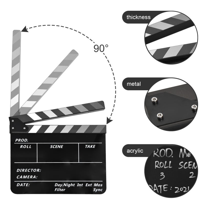 Acrylic Movie Clapperboard: Black Type 1 Durable Material - Clear Visible Surface Professional Design for Film Video Production Beginners and Professionals - Image 5