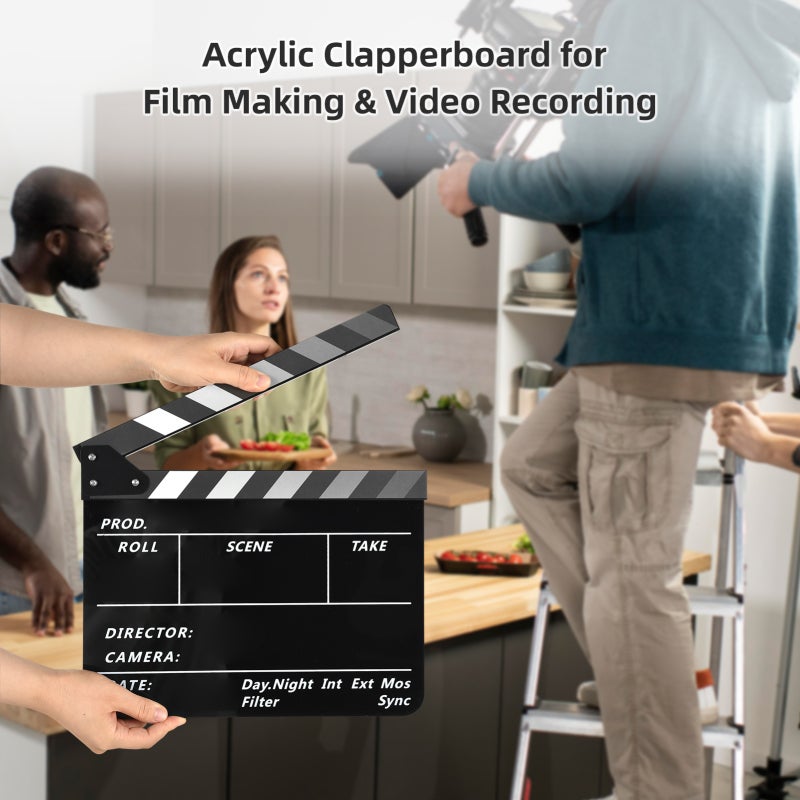 Acrylic Movie Clapperboard: Black Type 1 Durable Material - Clear Visible Surface Professional Design for Film Video Production Beginners and Professionals - Image 3