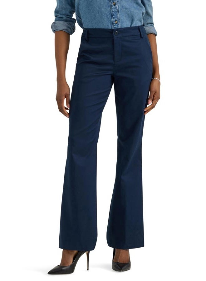 LEE Women's Wrinkle Free Mid Rise Bootcut Pant, Rivet Navy, 14 - Image 1