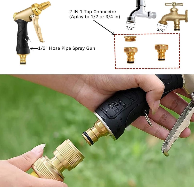 Khazna 2Pcs Brass Quick Connect Hose Fittings, 1/2 Inch Heavy Duty Hose End Connectors for Garden Watering, Car Washing, Irrigation Systems, Durable Leak-Proof Pipe Couplers, Easy Installation - Image 2