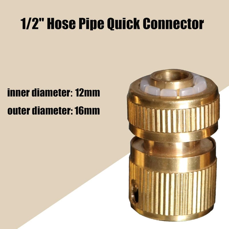 Khazna 2Pcs Brass Quick Connect Hose Fittings, 1/2 Inch Heavy Duty Hose End Connectors for Garden Watering, Car Washing, Irrigation Systems, Durable Leak-Proof Pipe Couplers, Easy Installation - Image 3