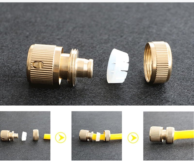 Khazna 2Pcs Brass Quick Connect Hose Fittings, 1/2 Inch Heavy Duty Hose End Connectors for Garden Watering, Car Washing, Irrigation Systems, Durable Leak-Proof Pipe Couplers, Easy Installation - Image 4