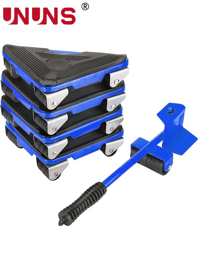 UNUNS Furniture Moving Tools,5-Piece Heavy Duty Furniture Lifter, 360 Degree Rotatable Rubber Roller,For Moving Heavy Furniture,Refrigerators,Sofas,Cabinets,Blue  - Image 1