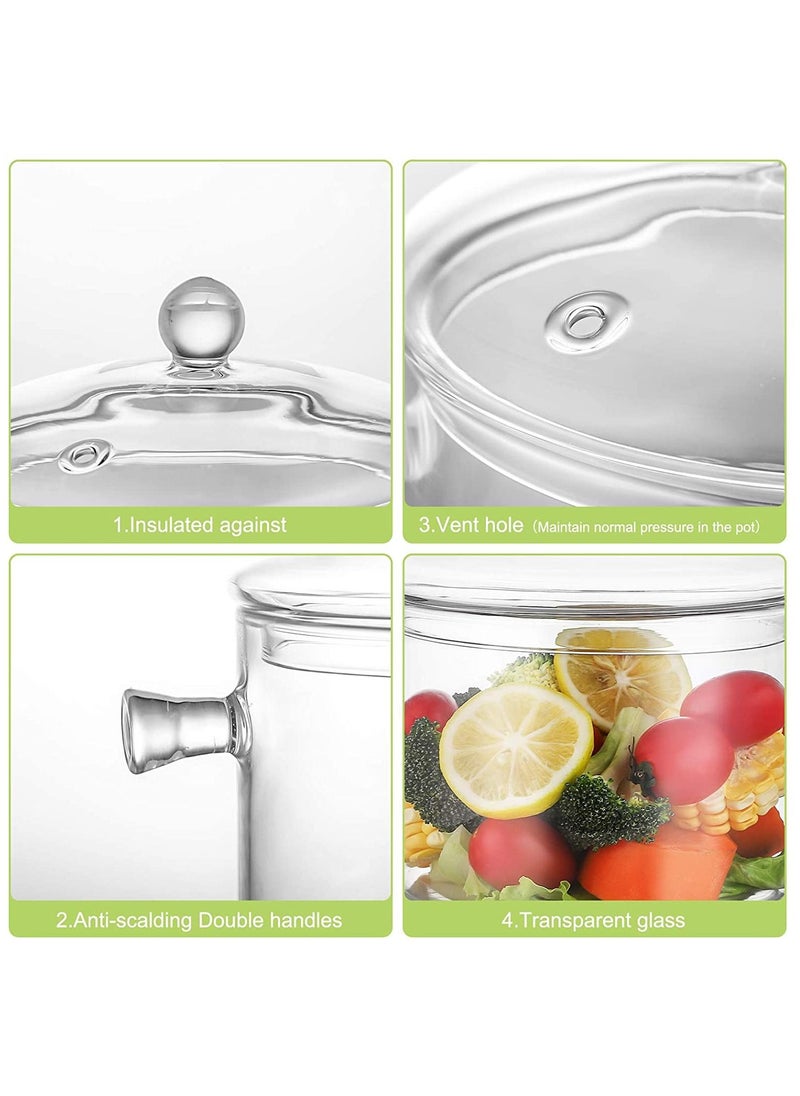 OQUERA - 1900ml Heat Resistant Food Grade Clear Glass Cooking Pot With Lid Suitable For Stovetop Microwave Induction - Image 1