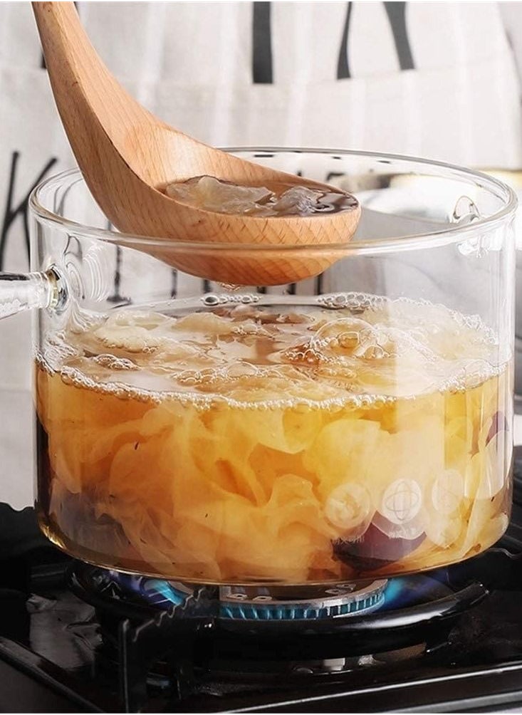 OQUERA - 1900ml Heat Resistant Food Grade Clear Glass Cooking Pot With Lid Suitable For Stovetop Microwave Induction - Image 1