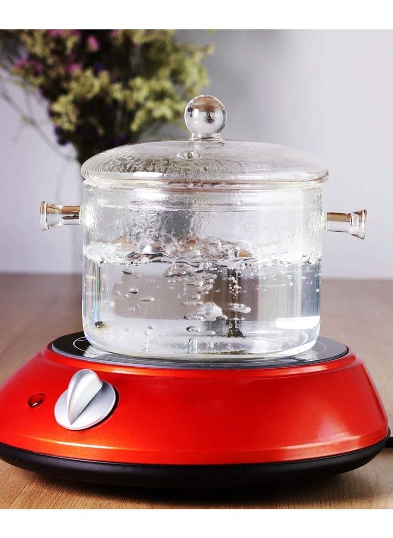 OQUERA - 1900ml Heat Resistant Food Grade Clear Glass Cooking Pot With Lid Suitable For Stovetop Microwave Induction - Image 1
