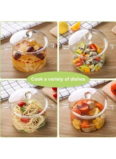 OQUERA 1900ml Heat Resistant Food Grade Clear Glass Cooking Pot With Lid Suitable For Stovetop Microwave Induction  - Image 5