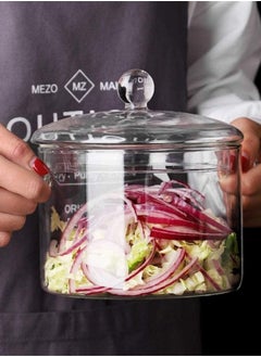 OQUERA 1900ml Heat Resistant Food Grade Clear Glass Cooking Pot With Lid Suitable For Stovetop Microwave Induction  - Image 3
