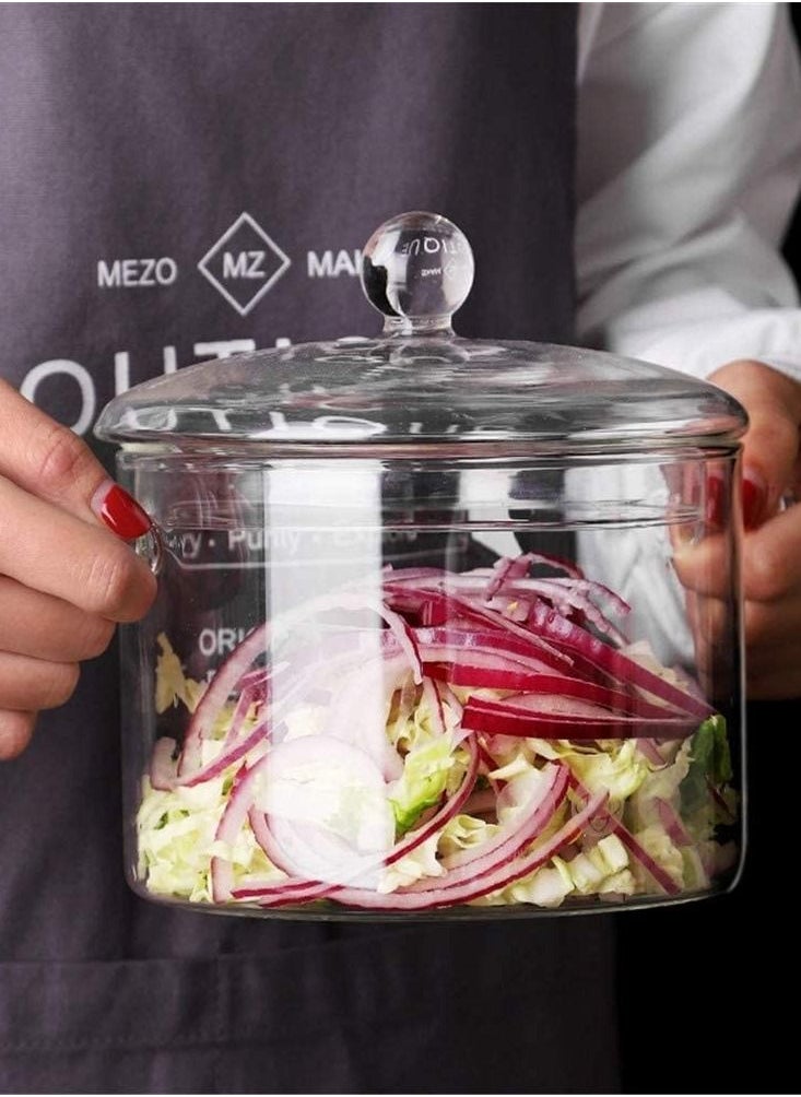 OQUERA - 1900ml Heat Resistant Food Grade Clear Glass Cooking Pot With Lid Suitable For Stovetop Microwave Induction - Image 1