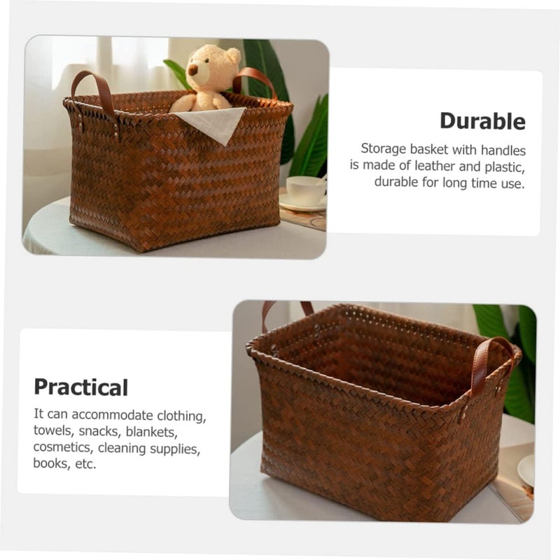 Luxshiny Woven Storage Basket Laundry Hamper Organizing Basket Bohemian Decor Versatile Home Organizer - Image 4