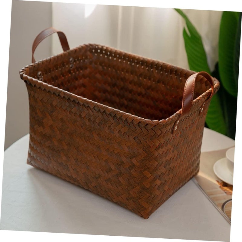 Luxshiny Woven Storage Basket Laundry Hamper Organizing Basket Bohemian Decor Versatile Home Organizer - Image 2