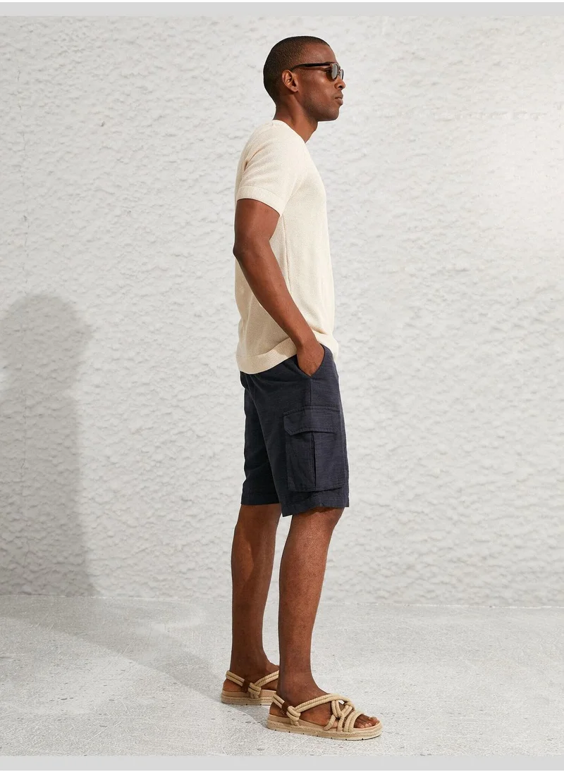 KOTON Linen Blend Cargo Chino Shorts