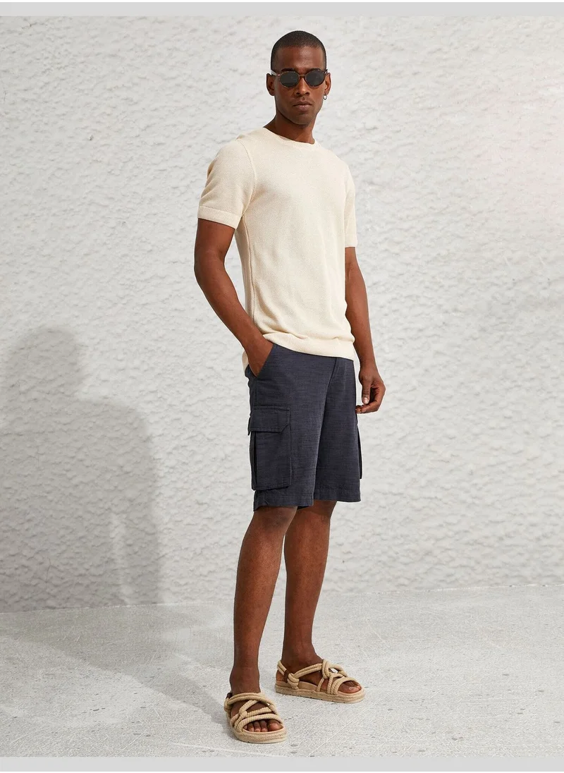 KOTON Linen Blend Cargo Chino Shorts